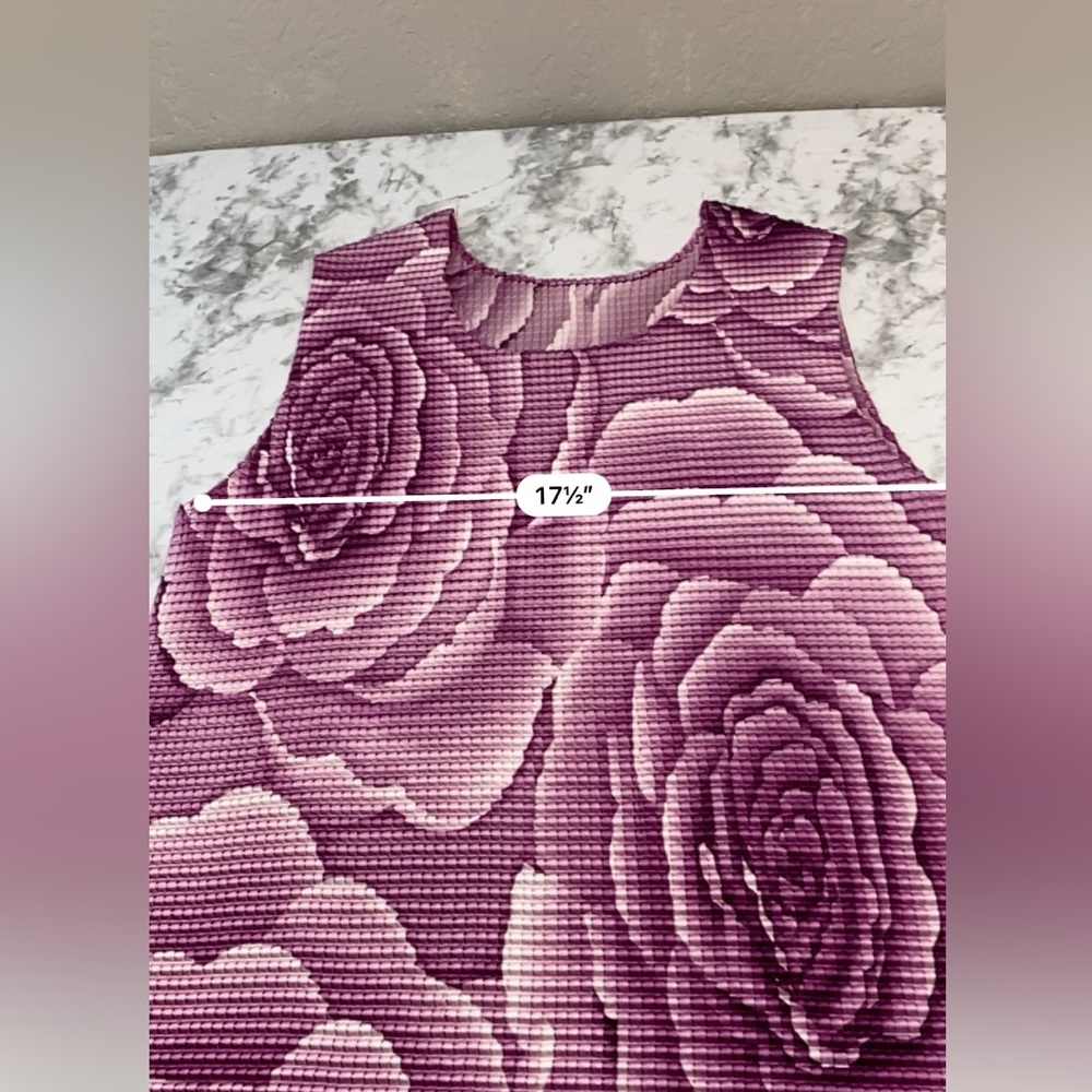 Vintage Y2K 90s Rose Floral Purple Accordion Style Blouse 1X Small Medium Large - Picture 11 of 16